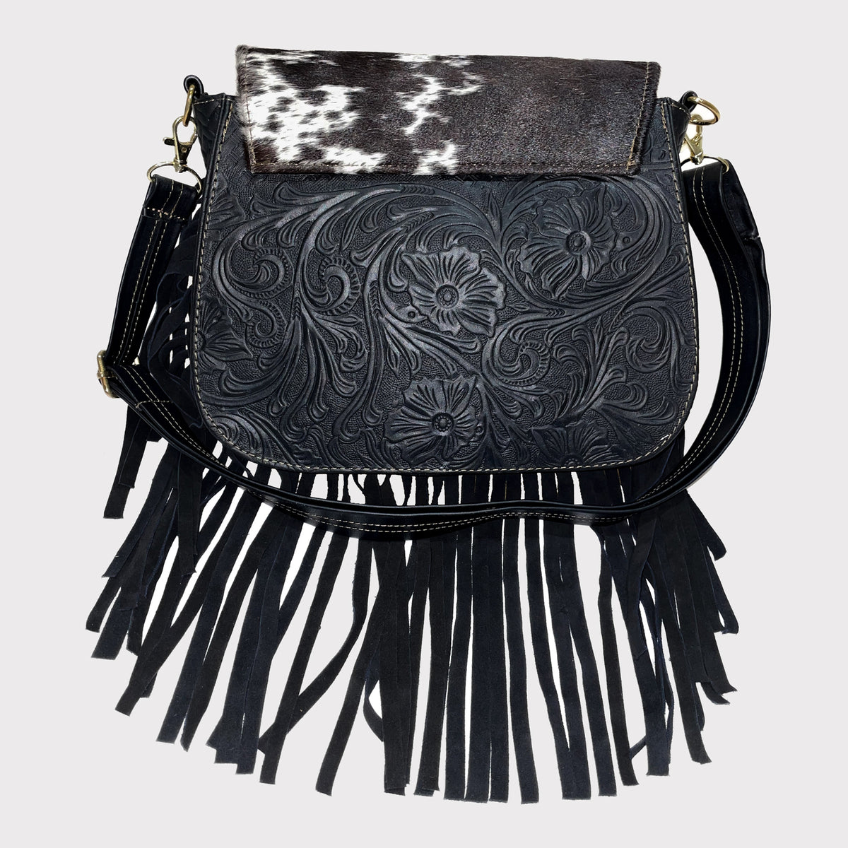 Mexican cowhide leather crossbody purse with adjustable strap