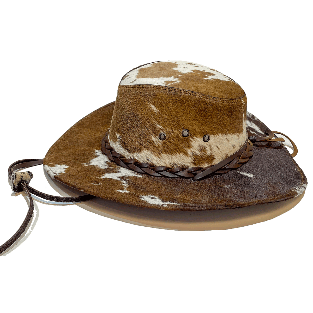 sideview leather braided western hat