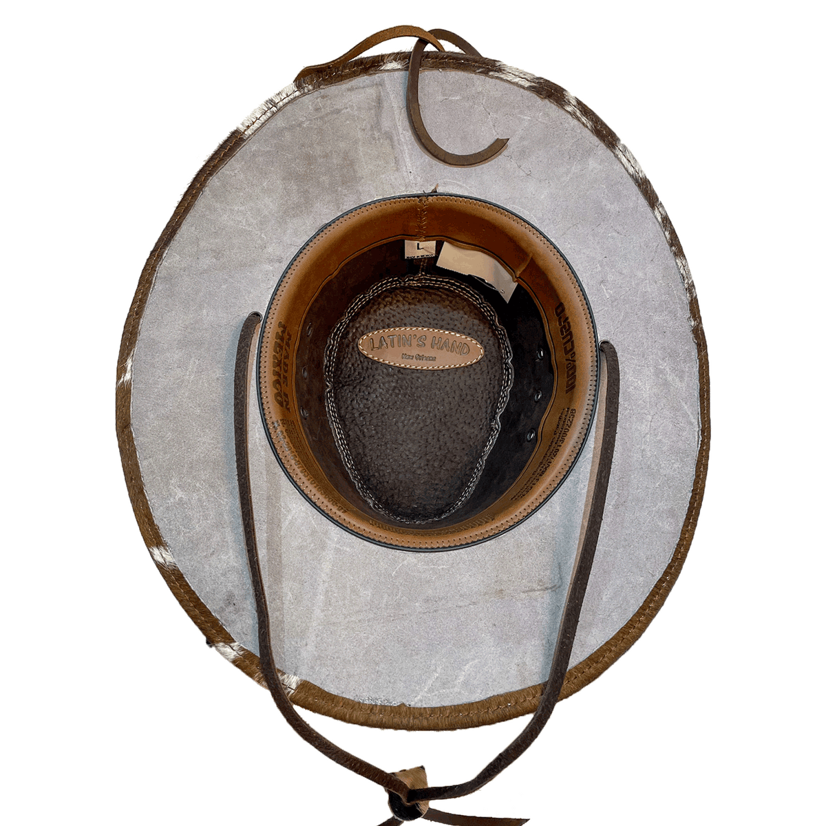 interior leather hat band with engraving