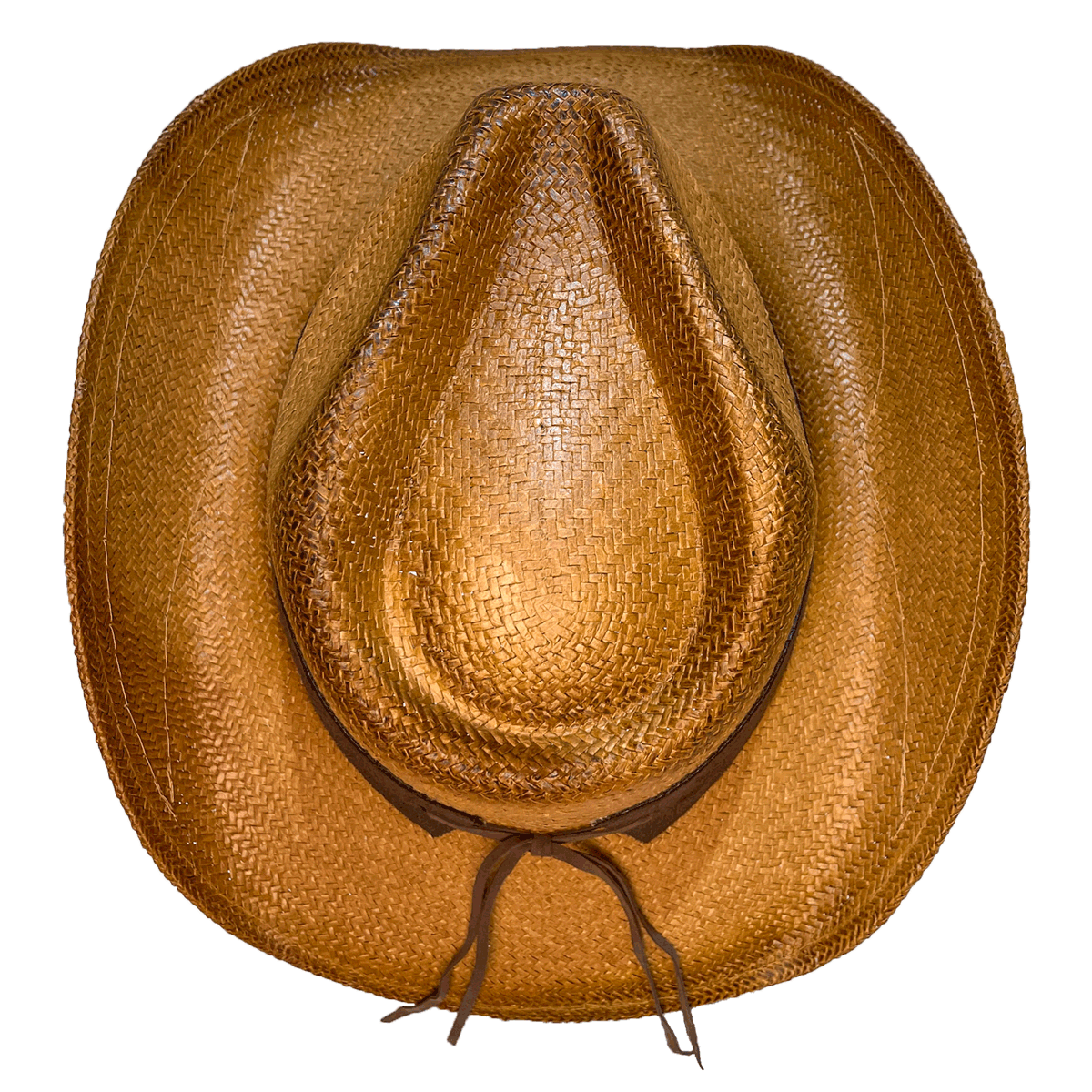 Flamed edges brown straw country hat with UPF 50+ sun protection