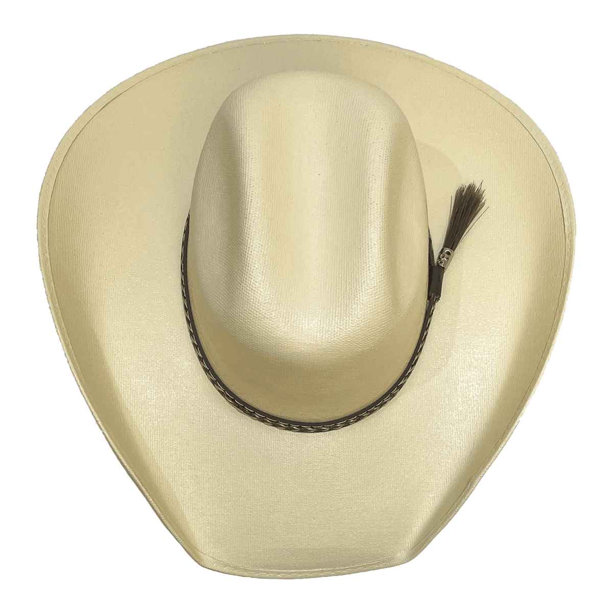 Western hat with the wide brim curving up at the front