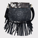 Mexican cowhide leather crossbody purse with adjustable strap 