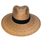 Wide brim adventure hat crafted from woven palm leaves