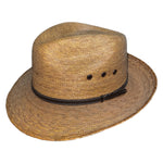 Handwoven Mexican palm leaf fedora with genuine leather hat band 