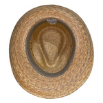 Inside view of  Latin's Hand palm leaf fedora hat 
