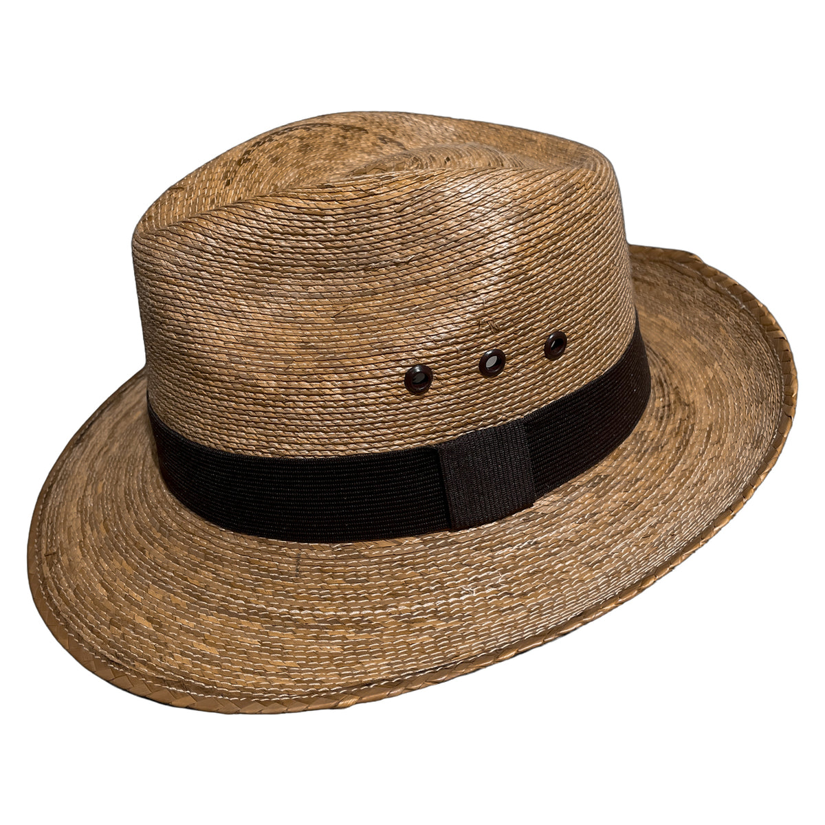 Brown Fedora Suave handwoven Mexican palm leaf fedora with a classic hat band, lightweight breathable design for everyday summer style. 