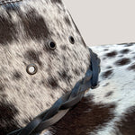 closeup cowhide hat leather band 