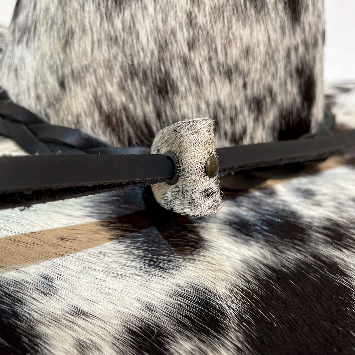 leather fur drawstring hat 