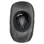 Inside view of black rodeo-inspired cowboy hat, showing the comfortable elastic sweatband 