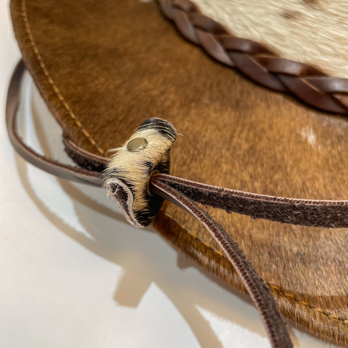 cow fur leather chin cord 
