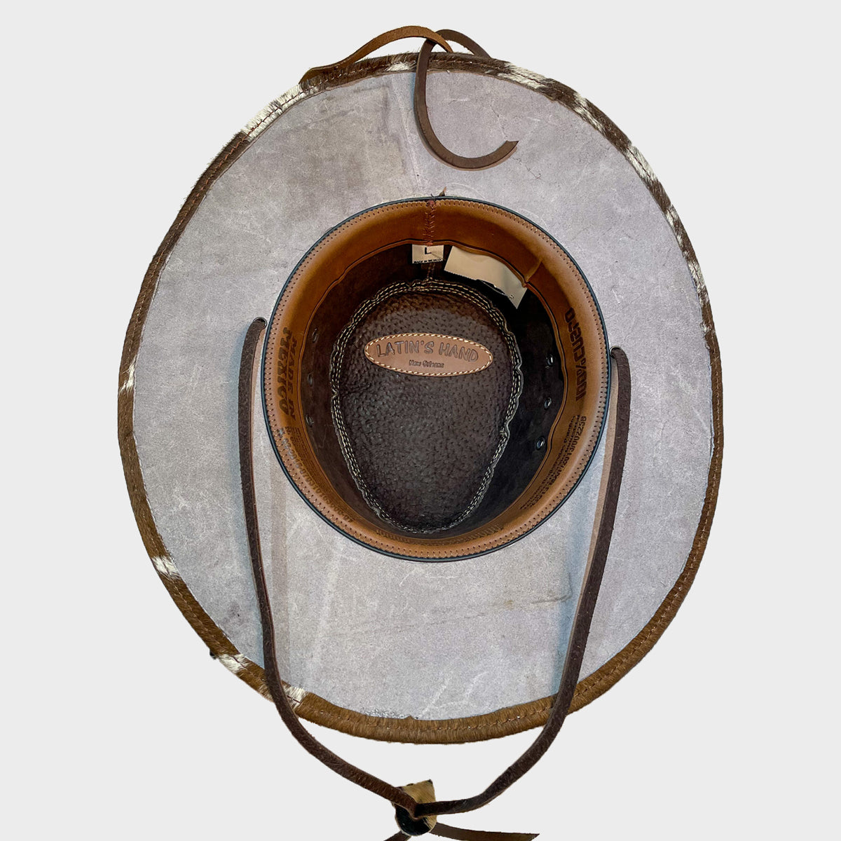 interior leather hat band with engraving 