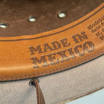 Made in Mexico branding on leather hat band 