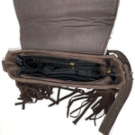genuine leather compact crossbody bag with 3 interior pockets 