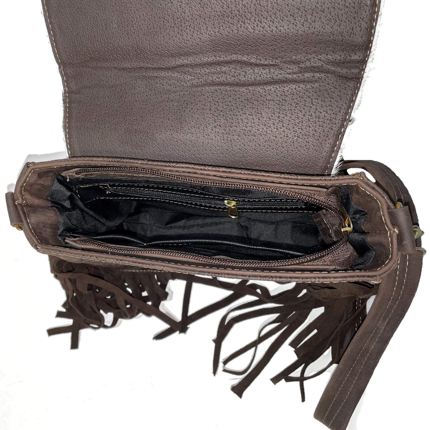 genuine leather compact crossbody bag with 3 interior pockets 