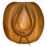 Flamed edges brown straw country hat with UPF 50+ sun protection 