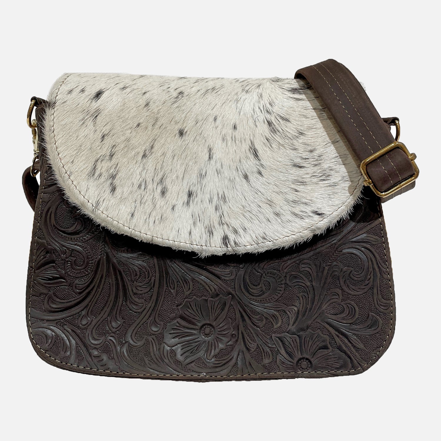 handmade Western handbag in brown leather 