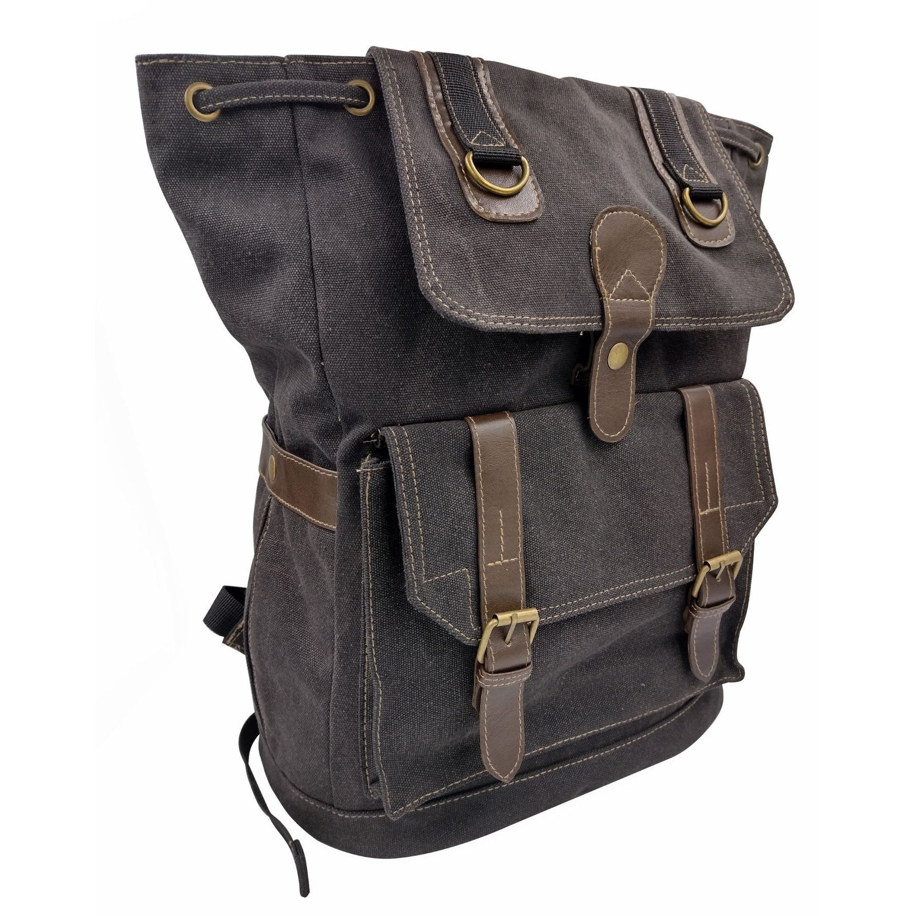black leather canvas backpack Canvas Backpack