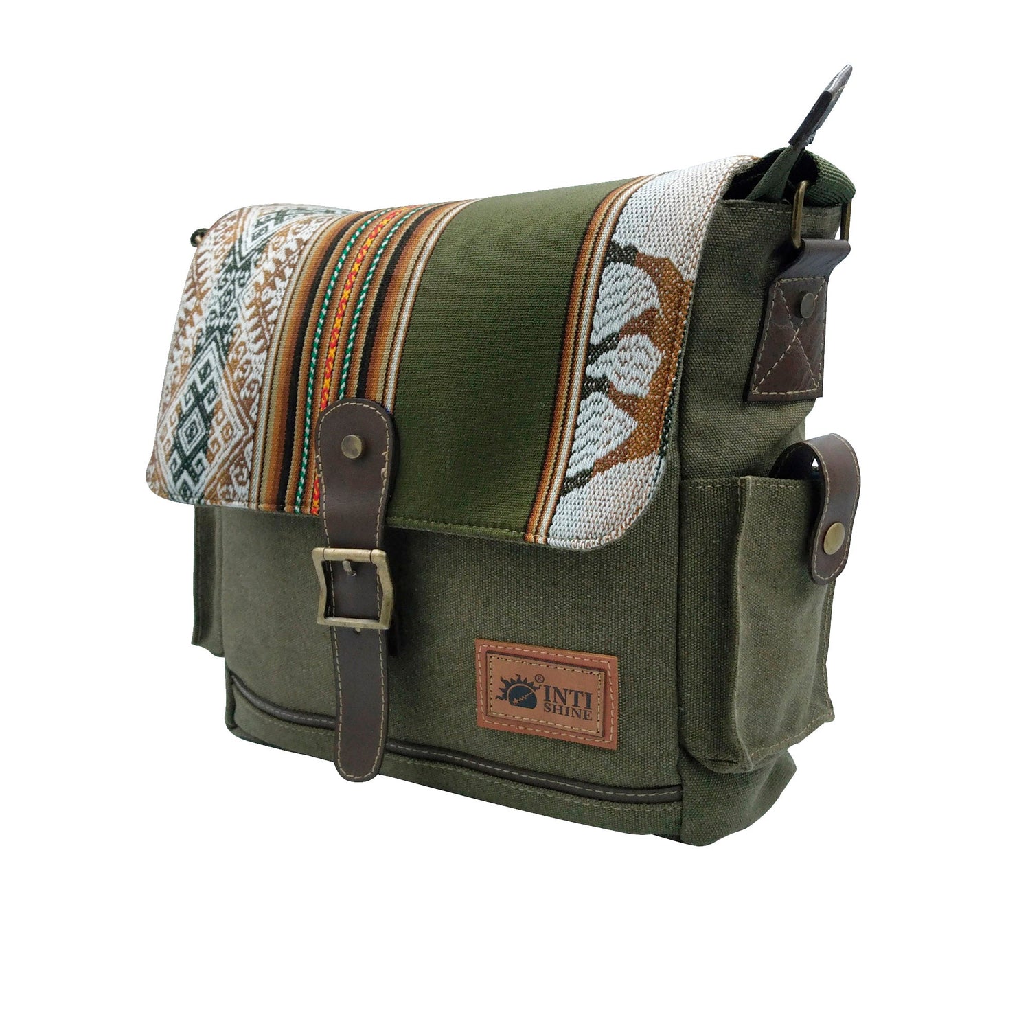 cotton canvas mini backpack brown green black Canvas Backpack
