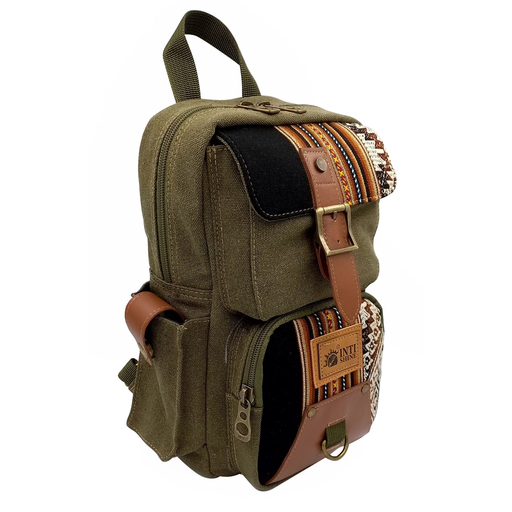 Canvas Sling Bag - Green Crossbody Travel Pack – Latin's Hand