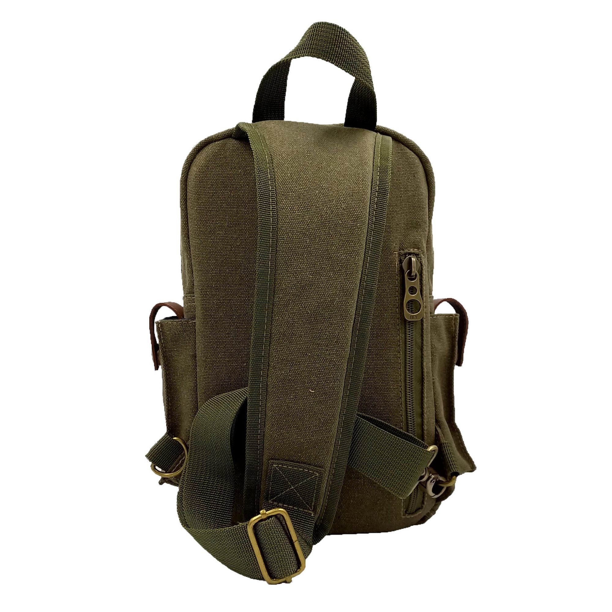 Canvas Sling Bag - Green Crossbody Travel Pack – Latin's Hand