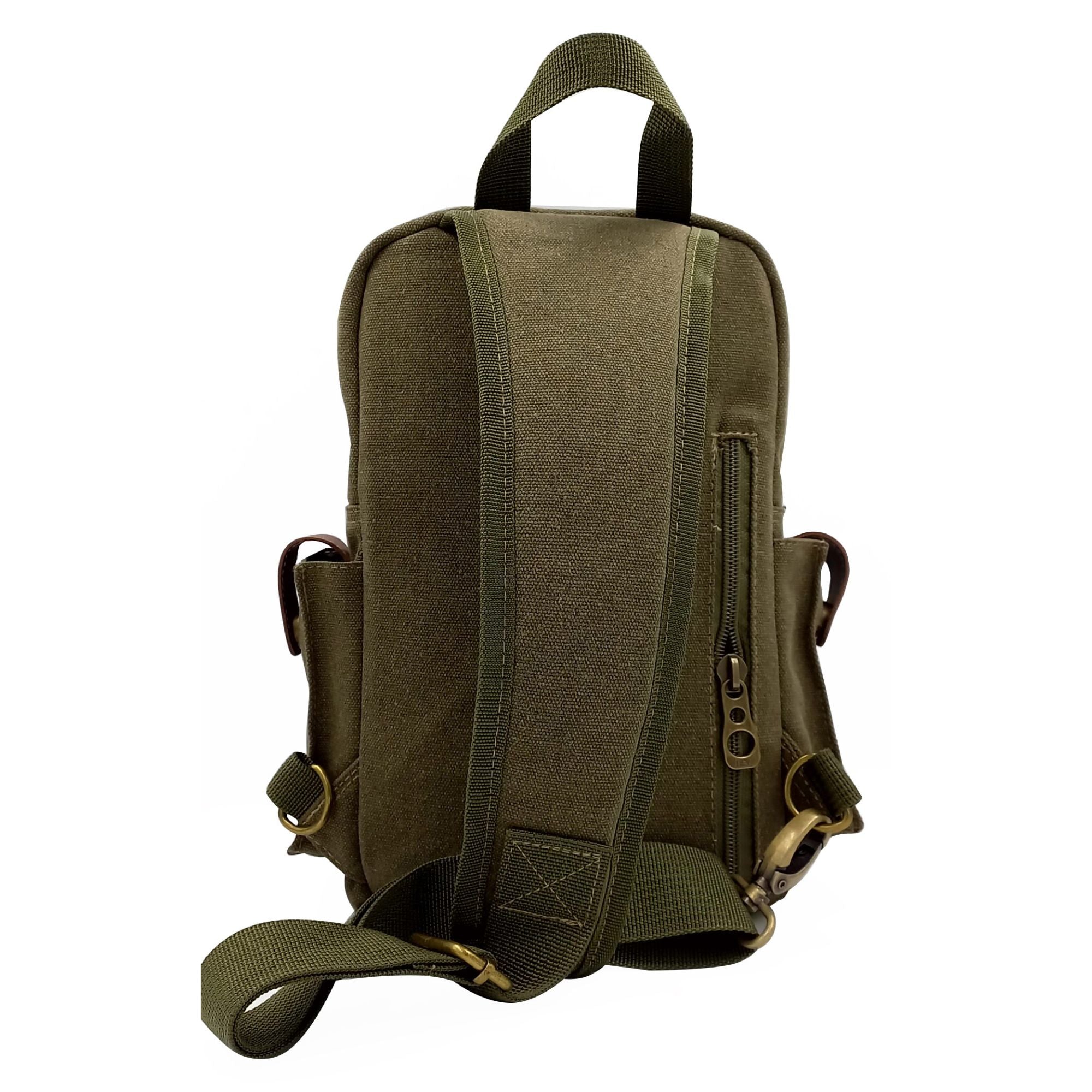 Canvas Sling Bag - Green Crossbody Travel Pack – Latin's Hand