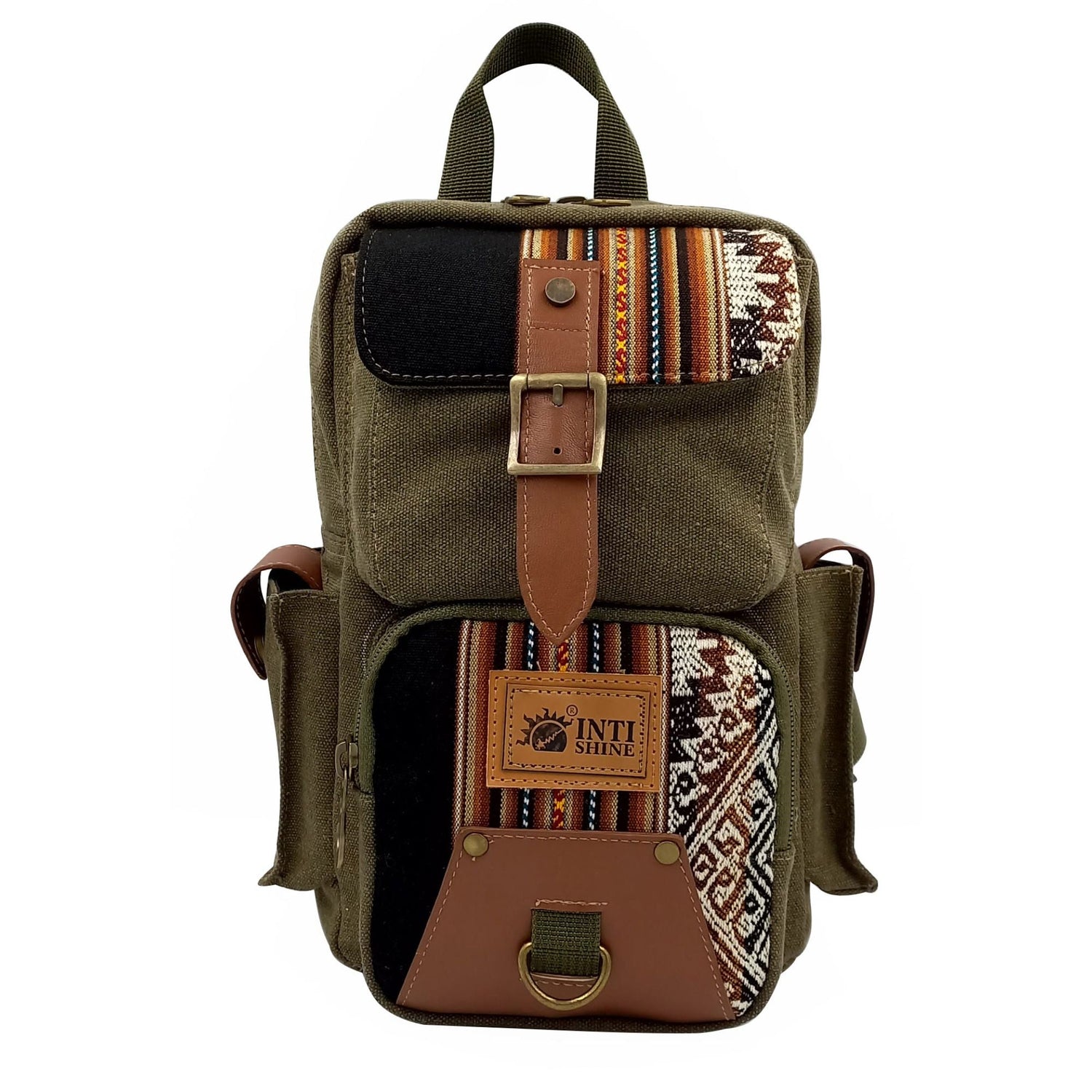 green canvas sling bag crossbody style 