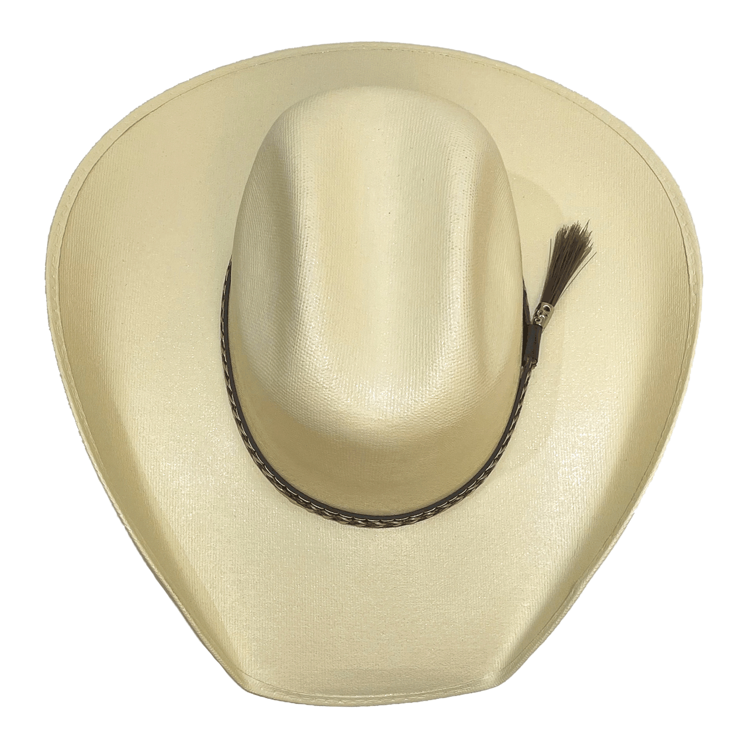 Western hat with the wide brim curving up at the front