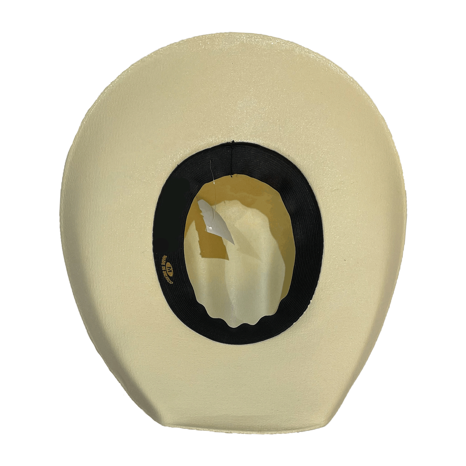 A made in Mexico Straw hat with a black elastic headband inside for comfortable wear