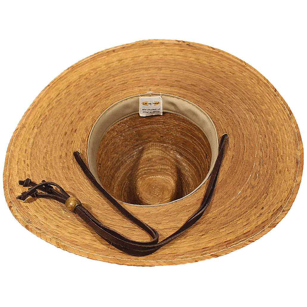 Inside view of Indiana Tan palm straw adventure hat
