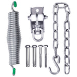 Heavy-duty hammock hanging kit with spring, hook, chain, and mounting bolts