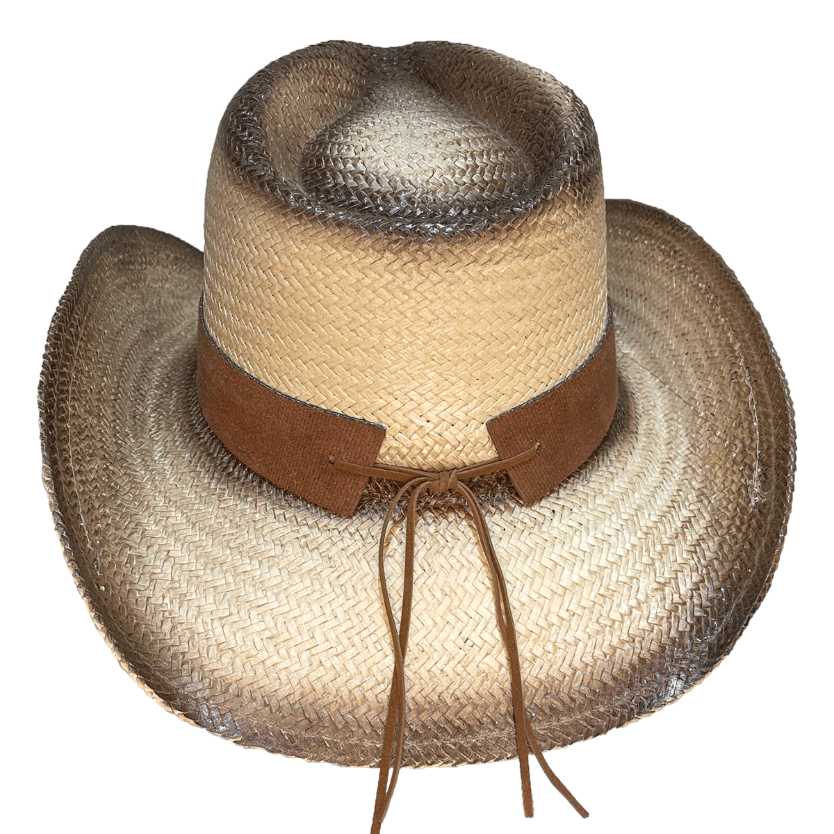 Handwoven cute straw hat with a tied brown band 
